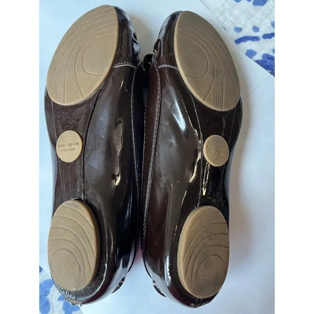 Kate Spade | Women's Sz 6 Patent Leather Lacey Loafer Dk Brown